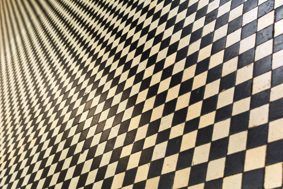 Black and White Geometric Floor Mosaic