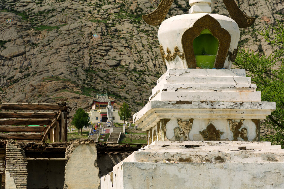 Buddhist stupa and temple in Tsetserleg, Mongolia photo