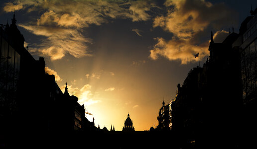 Prague silhouette – Wenceslas Square photo
