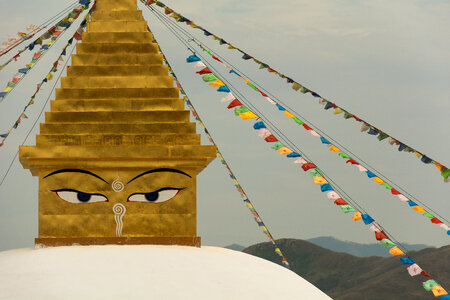 Eyes of the buddha on the stupa photo