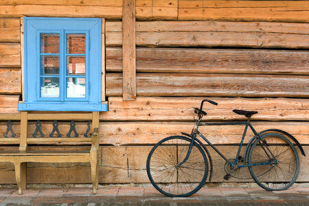 Wooden House and Bicycle photo