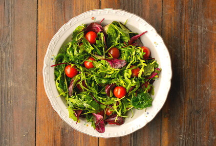 Vegetable salad on wooden table
