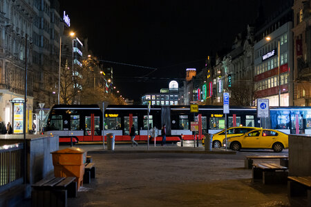 Prague Wenceslas Square at Night photo