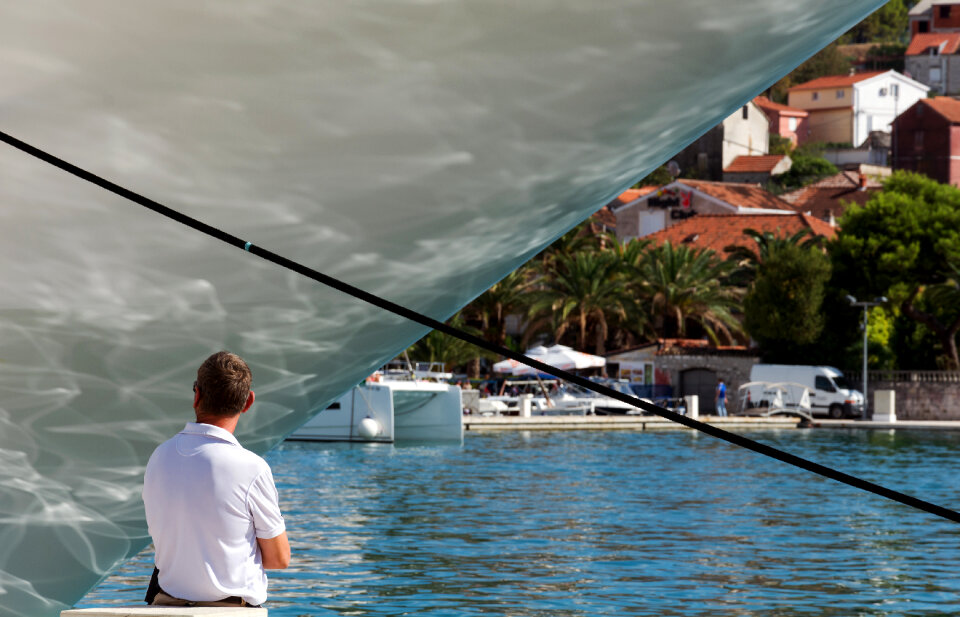 Man and Luxury Yacht