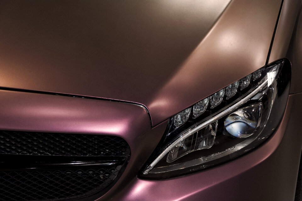 Luxury Pink Car Close-Up
