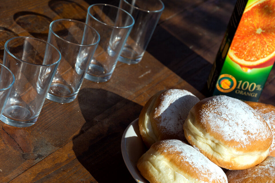 Sweet breakfast – donuts and juice
