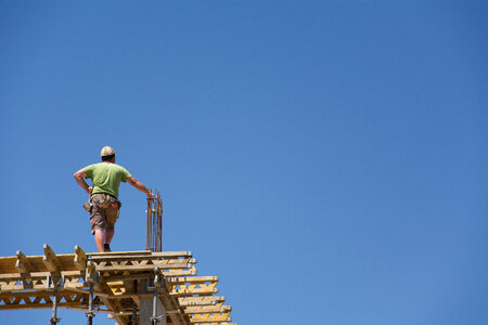 Builder on the building