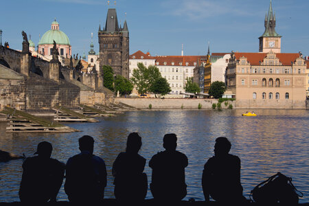 Young People Silhouettes In Prague photo