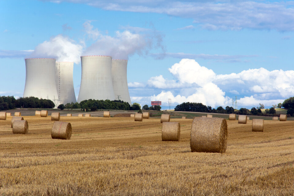 Nuclear power plant between fields