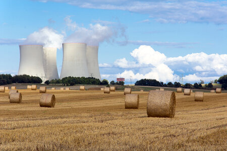 Nuclear power plant between fields
