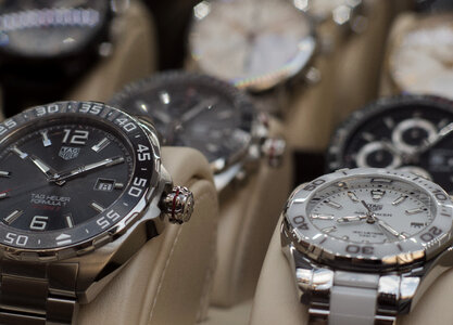 Luxury Wrist Watches In Shop Window photo