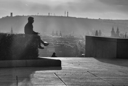 Young Man Waiting In Prague photo
