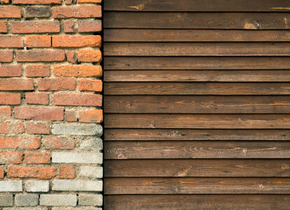 Brick Wall And Wooden Fence photo