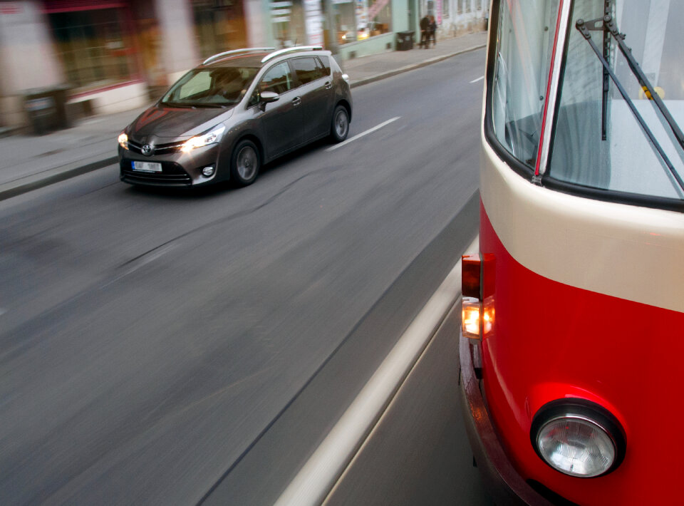 Tramway And Car photo