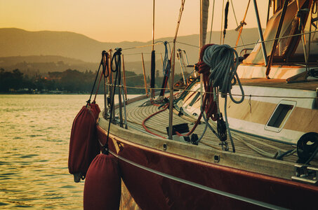 Luxury sailboat in dusk