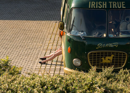 Irish bus and girl’s leg photo