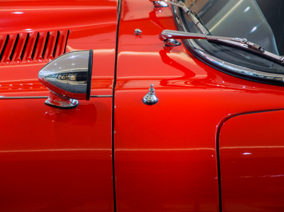 Old red veteran car Close Up