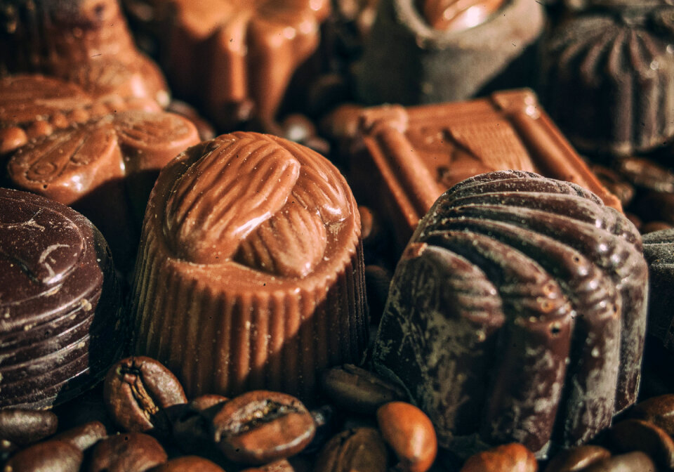 Chocolate and coffee beans