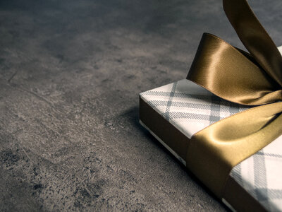 Gift with a golden bow photo