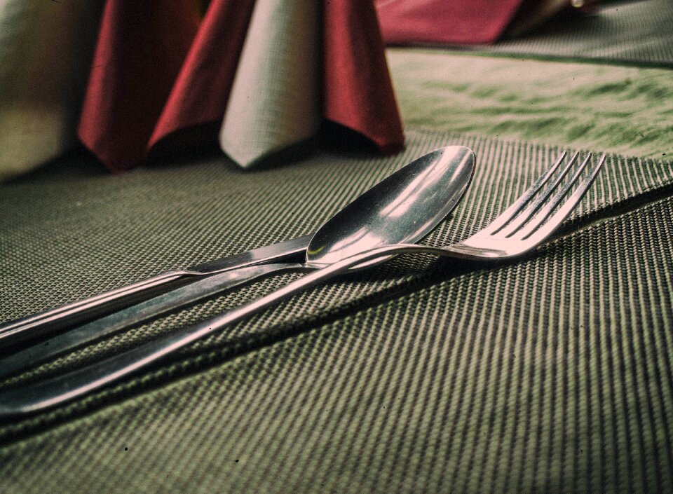 Cutlery in a restaurant