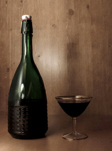 Wine bottle with glass