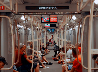 People in subway wagon photo