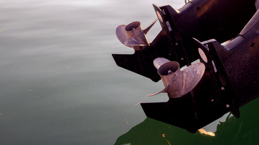 Propellers of motor boat photo