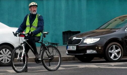 Elderly Cyclist in the City photo