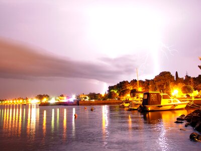 Lightning, Boats And Sea
