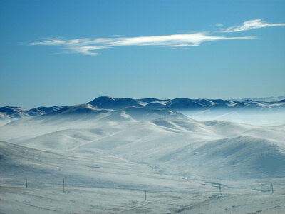 Frozen mountains in Mongolia photo