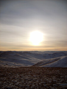 Frozen steppe in Mongolia photo