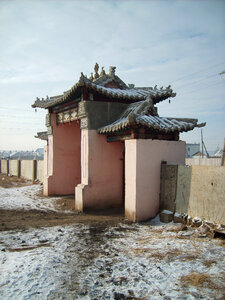 Decorated gate of Buddhist monastery in Ulaanbaatar