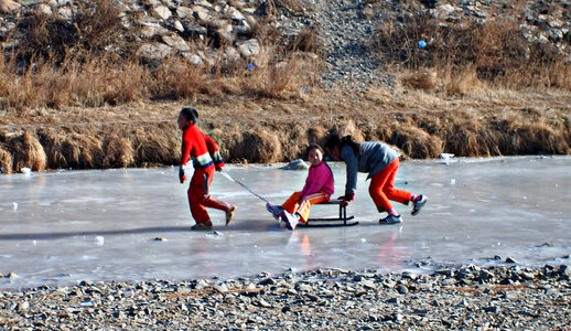 Playing children in Mongolia photo