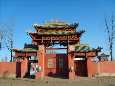 Gate of monastery in Mongolia photo
