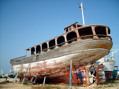 Boat on dry land photo