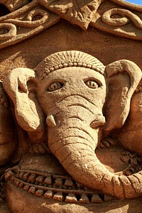 Sand sculpture elephant artists