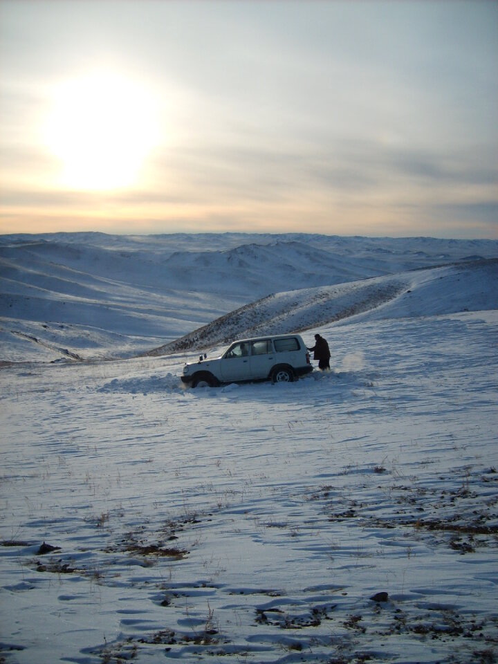 Car stuck in the snow – Mongolia