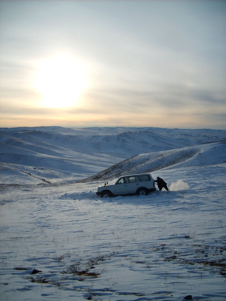 Car stuck in the snow – Mongolia