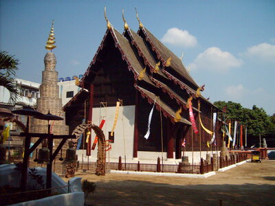 Wooden buddhist temple in Thailand photo