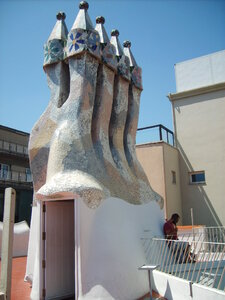 Chimneys on Casa Mila in Barcelona photo