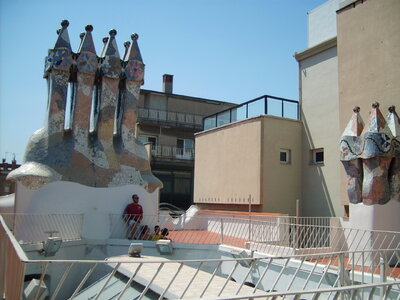 Chimneys on Casa Mila in Barcelona photo