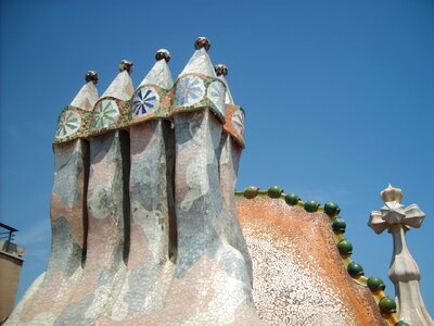 Chimneys on Casa Mila in Barcelona photo