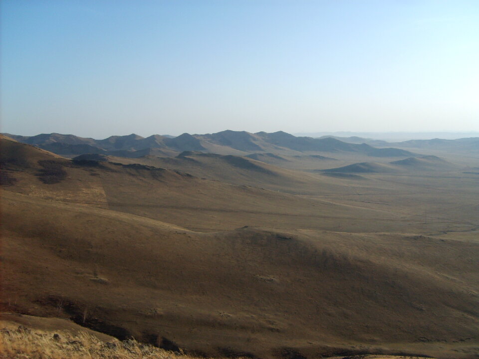Mongolian steppe landscape photo