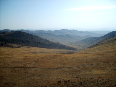 Mongolian steppe in autumn photo