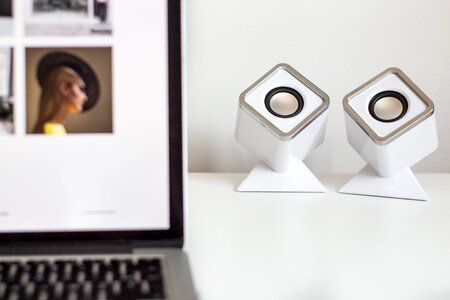 speakers working space MacBook