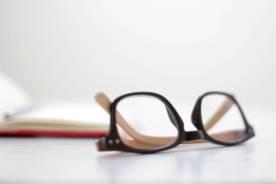 glasses notebook paper