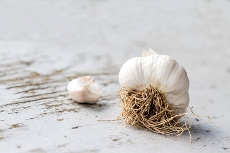 3 garlic Mostly veggies wooden texture photo