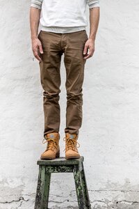 4 chair Man on white white wall