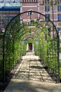 Latticework pergola leading