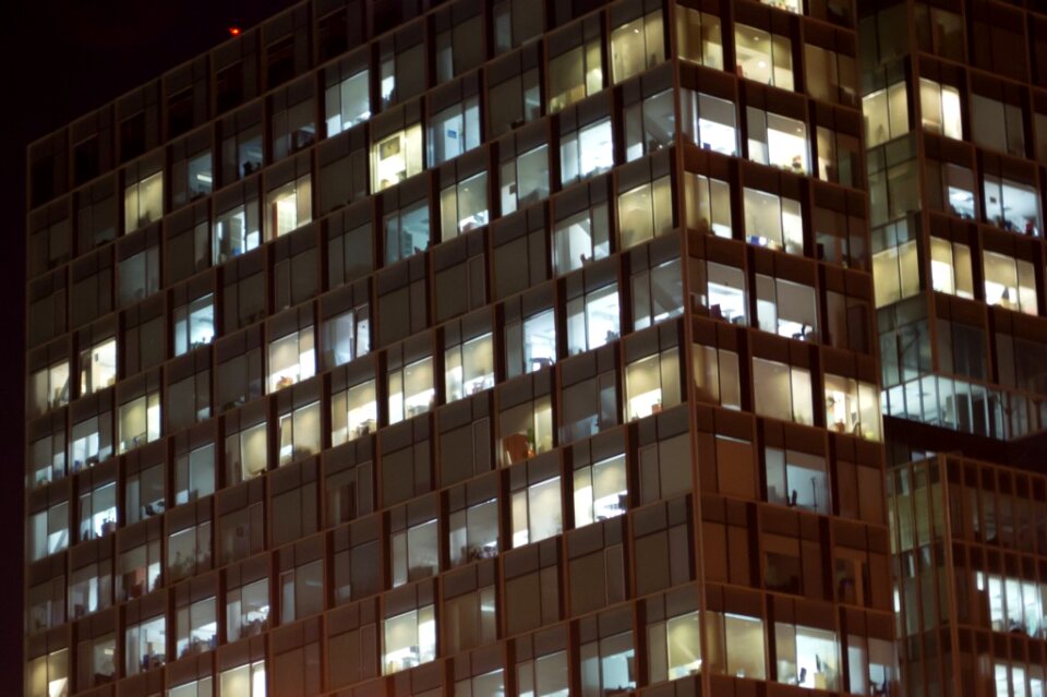 Office building after sunset